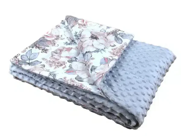 Kocyk MINKY bawełna Szary peonia