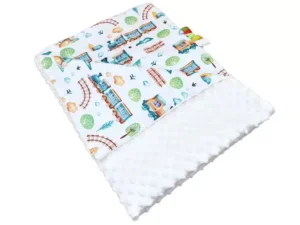 Kocyk  MINKY bawełna  kremowy ciuchcia