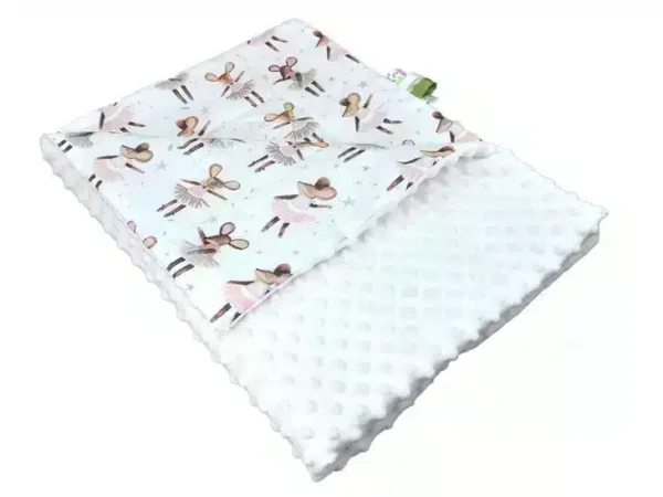 Kocyk  MINKY bawełna  kremowy myszka baletnica