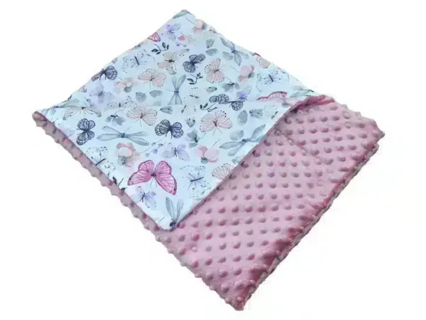 Kocyk MINKY wzór retro motylki