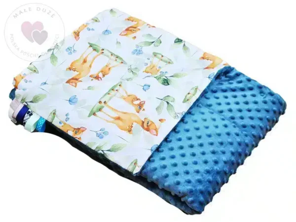 Kocyk MINKY bawełna szmaragd sarenka