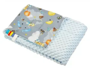 Kocyk  MINKY bawełna błękit samolot