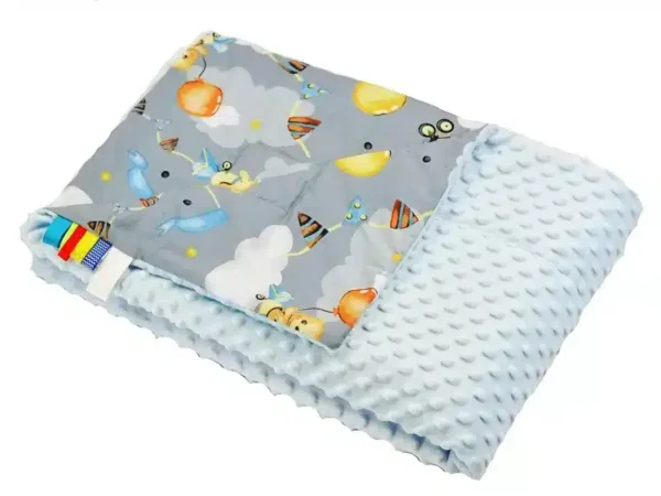 Kocyk MINKY bawełna błękit samolot