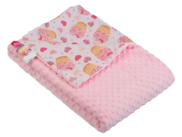 Kocyk MINKY bawełna Babeczki Róż