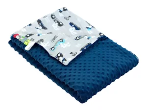 Kocyk MINKY bawełna Zając w Aucie Navy