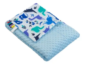 Kocyk MINKY bawełna Dino Błękit