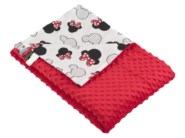 Kocyk MINKY bawełna Myszka Czerwony