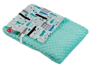 Kocyk MINKY bawełna Samochody szare Miętowy