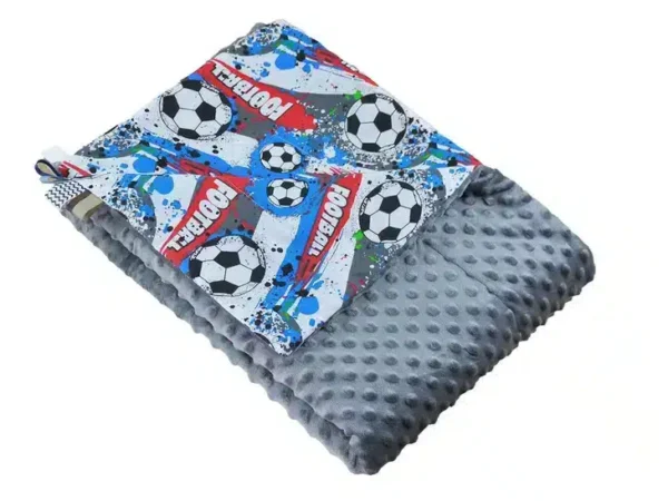 Kocyk MINKY bawełna grafit piłka