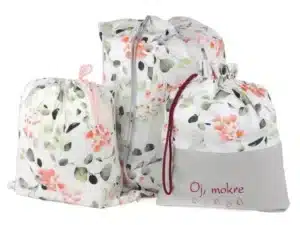 komplet worków bawełnianych wzór eukaliptus kolor