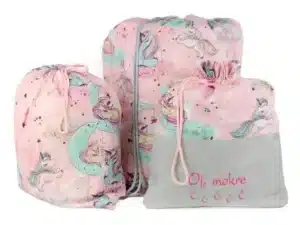 komplet worków bawełnianych wzór jednorożec różowy