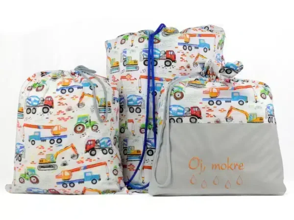 komplet worków bawełnianych wzór koparki