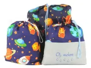 komplet worków bawełnianych wzór kosmos