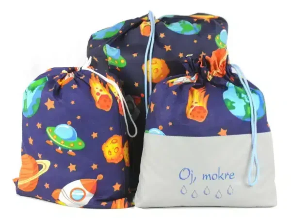 komplet worków bawełnianych wzór kosmos