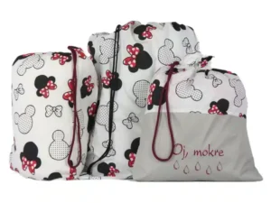komplet worków bawełnianych wzór myszka
