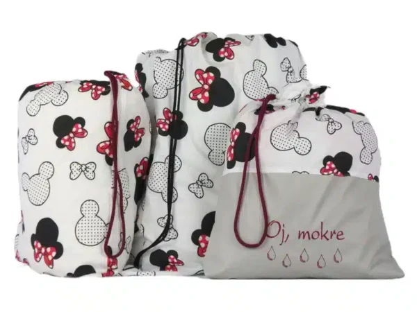 komplet worków bawełnianych wzór myszka