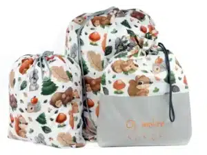 komplet worków bawełnianych wzór zwierzaki