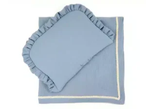 komplet poscieli muslinowej szaroniebieski