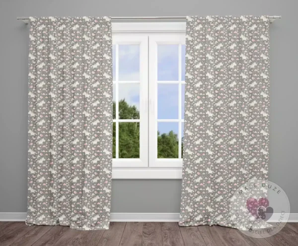 Zasłony do pokoju dziecka jednorożec brąz