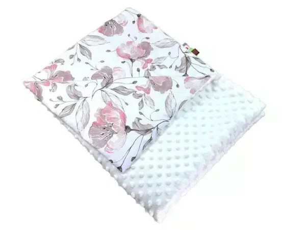 Kocyk  MINKY bawełna  kremowy peonia