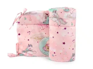 Ochraniacz do łóżeczka 30x180cm bawełniany Jednorożec Róż