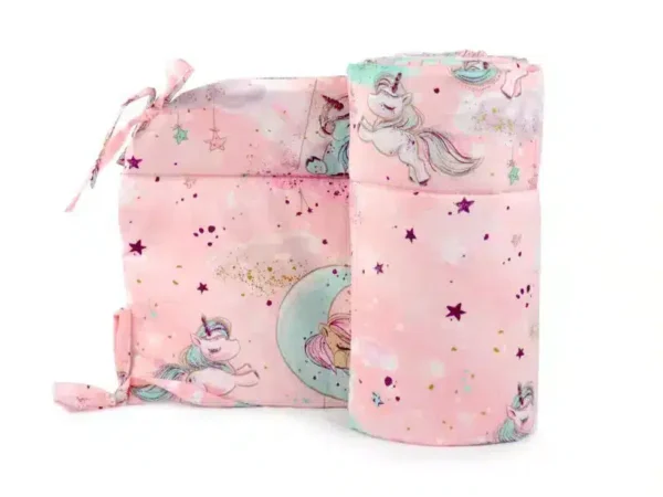 Ochraniacz do łóżeczka 30x180cm bawełniany Jednorożec Róż