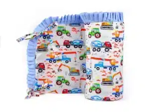 Ochraniacz z falbanką do łóżeczka 30x180cm bawełniany Koparka