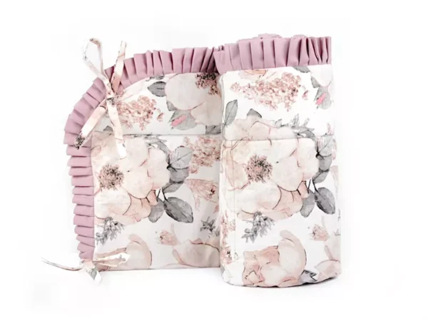 Ochraniacz z falbanką do łóżeczka 30x180cm bawełniany Peonia Biała