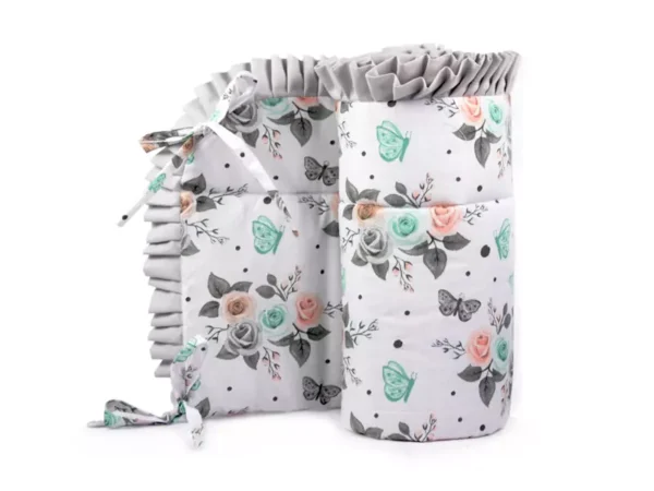 Ochraniacz z falbanką do łóżeczka 30x180cm bawełniany Biała Róża