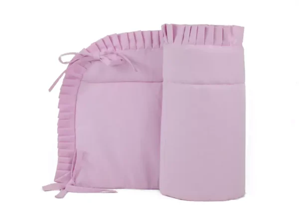 Ochraniacz z falbanką do łóżeczka 30x180cm bawełniany Różowy