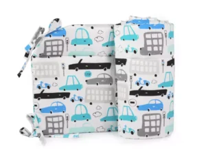 Ochraniacz do łóżeczka 30x180cm bawełniany Samochody szare