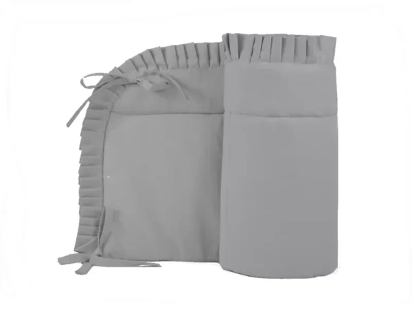 Ochraniacz z falbanką do łóżeczka 30x180cm bawełniany Szary