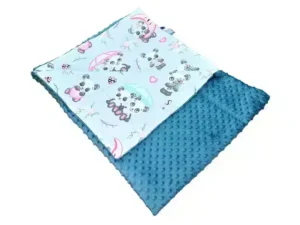 Kocyk MINKY bawełna szmaragd panda szara