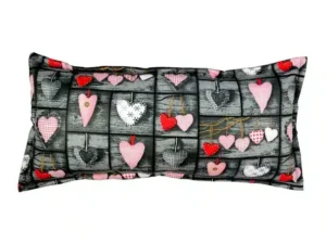 Poduszka wałek 38x70cm wzór serca grafit
