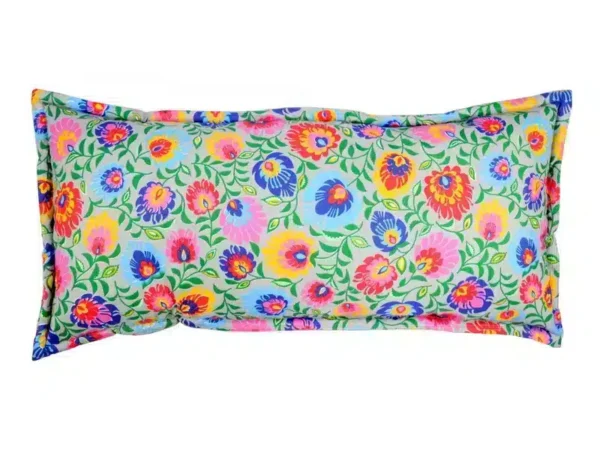 Poduszka wałek 38x70cm wzór Łowicz szary