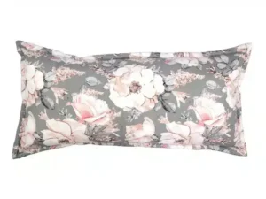Poduszka wałek 38x70cm wzór peonia szara