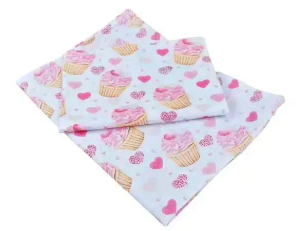 KOMPLET POŚCIELI BAWEŁNIANEJ  140X200 wzór babeczki