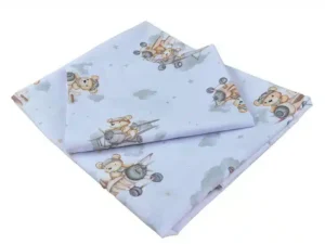 Pościel do łóżeczka 100x135 bawełna wzór miś samolot szary