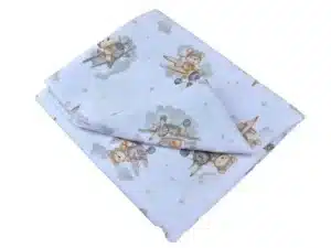 KOMPLET POŚCIELI BAWEŁNIANEJ  140X200 wzór miś samolot szary