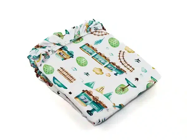 PRZEŚCIERADŁO BAWEŁNIANE Z GUMKĄ wzór ciuchcia