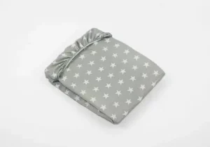 PRZEŚCIERADŁO BAWEŁNIANE Z GUMKĄ wzór gwiazdka szara
