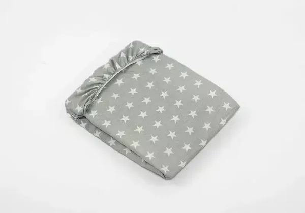 PRZEŚCIERADŁO BAWEŁNIANE Z GUMKĄ wzór gwiazdka szara