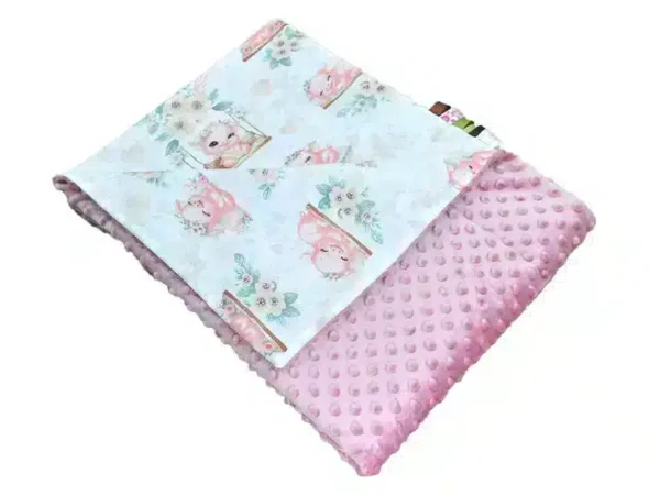 Kocyk MINKY wzór retro świnki