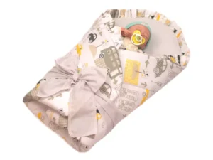 Rożek becik niemowlęcy z falbanką usztywniony Żółte Samochody