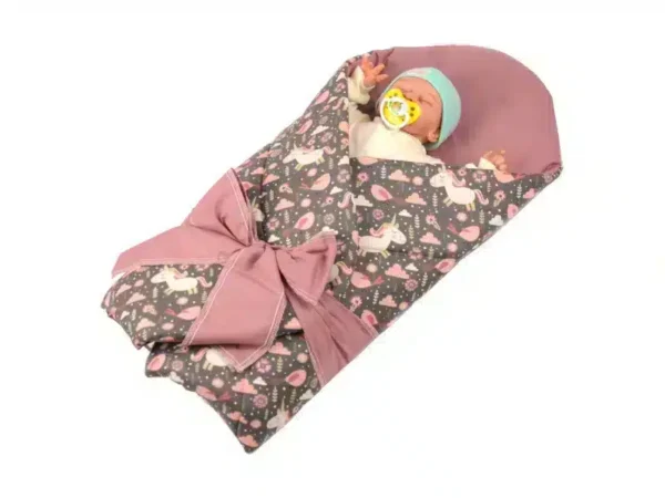 Rożek becik niemowlęcy usztywniony prosty Koniki Brąz