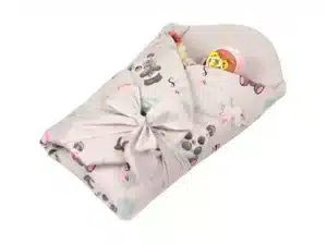 Rożek becik niemowlęcy usztywniony prosty Panda Szara