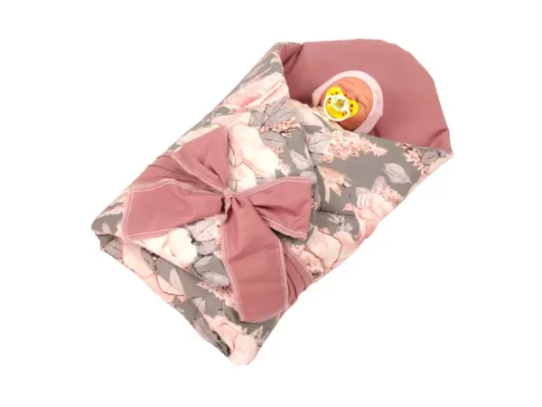 Rożek becik niemowlęcy usztywniony prosty Peonia Szara