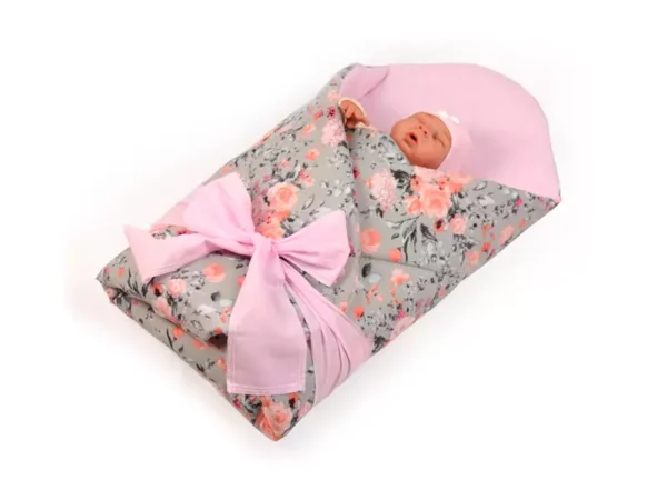 Rożek becik niemowlęcy usztywniony prosty Róża Szara