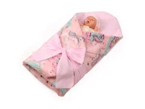 Rożek becik niemowlęcy usztywniony prosty Jednorożce Różowe