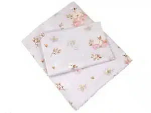 KOMPLET POŚCIELI BAWEŁNIANEJ  100X160 wzór różowe łabędzie